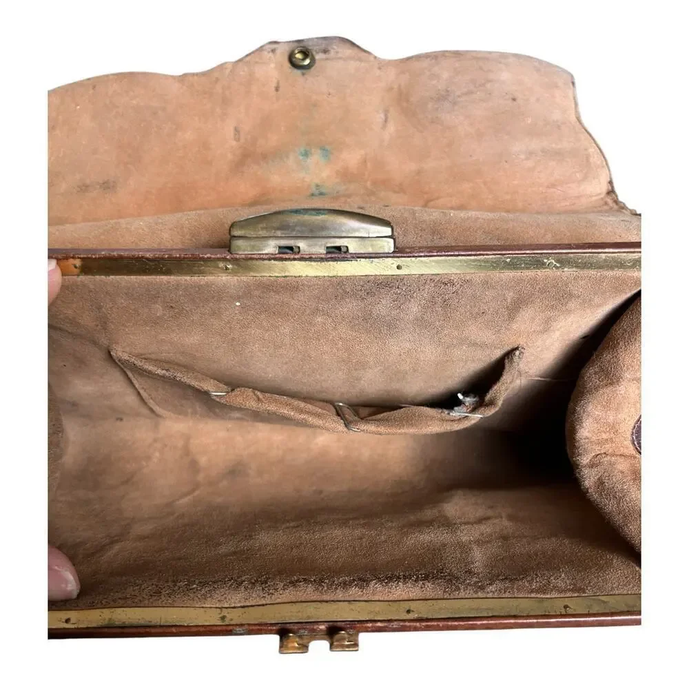 Antique Brown Hornback Alligator Crocodile With Feet Paws Purse Clutch 1940’s